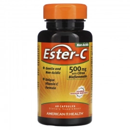 American Health, Ester-C, Эстер-C, с биофлавоноидами, 500 мг, 60 капсул