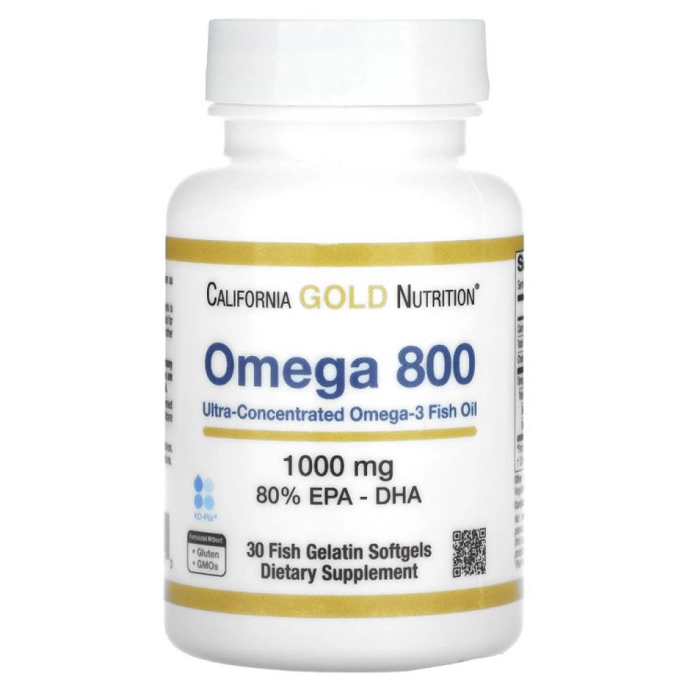 California Gold Nutrition, омега-3, рыбий жир премиального качества, 100 капсул из рыбьего желатина