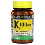 Mason Natural, Vitamin K2, Витамин  К2, 100 mcg, 100 Tablets