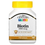 21st Century, Biotin 5000, Биотин, 5000 мкг, 110 капсул