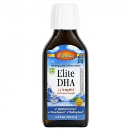 Carlson labs, Elite DHA натуральный апельсиновый вкус, 2270 мг, 100 мл (3,3 жидк. унции). Fish oil, Omega-3. Омега-3Норвежский рыбий жир, концентрат.